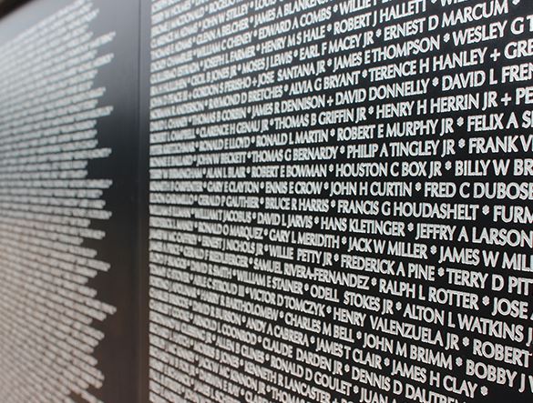 Names etched on a memorial plaque