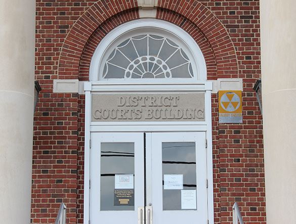 An entrance into the District Courts building